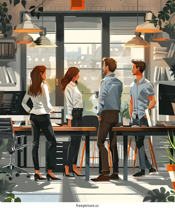 Illustration of a group of people in an office