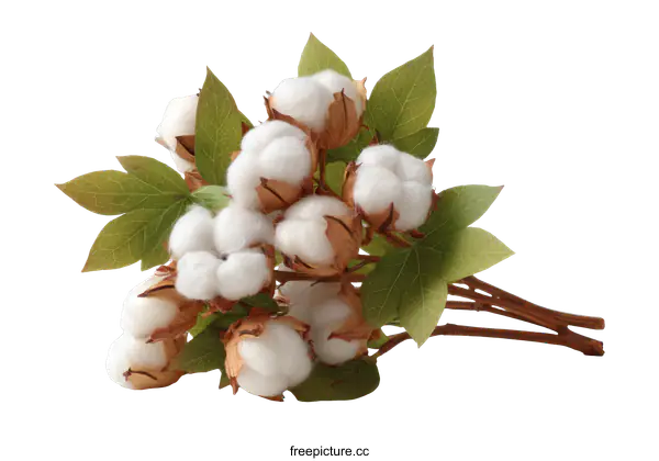 [Transparent Background PNG]Cotton Plant with Blossoms Close-up Photography