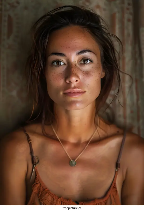 Portrait of a Young Woman with Freckles