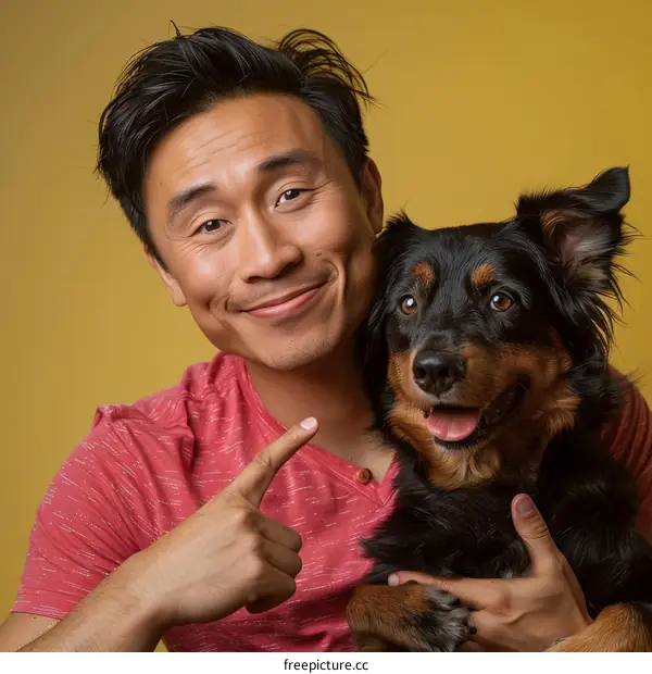 A smiling man and his dog