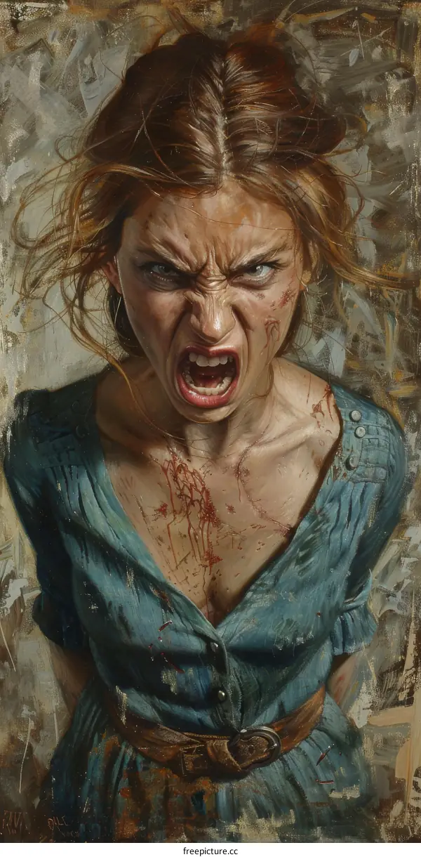 Portrait of a screaming woman