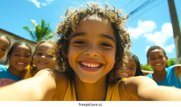 Happy Children Smiling Outdoors