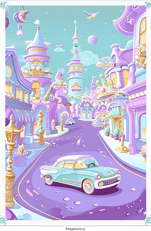 Colorful Cartoon Cityscape Illustration