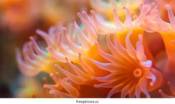 Vibrant Close-up of a Pink and Orange Anemone