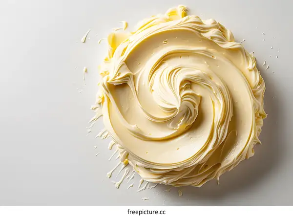 Swirling Yellow Frosting on White Background