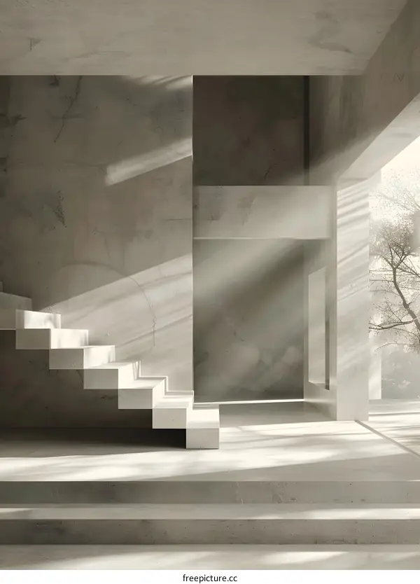 Modern Minimalist Concrete Staircase Design Interior