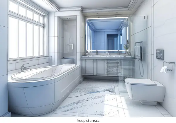 Modern Bathroom Interior Design Sketch