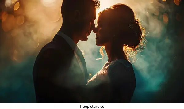 A couple at their wedding