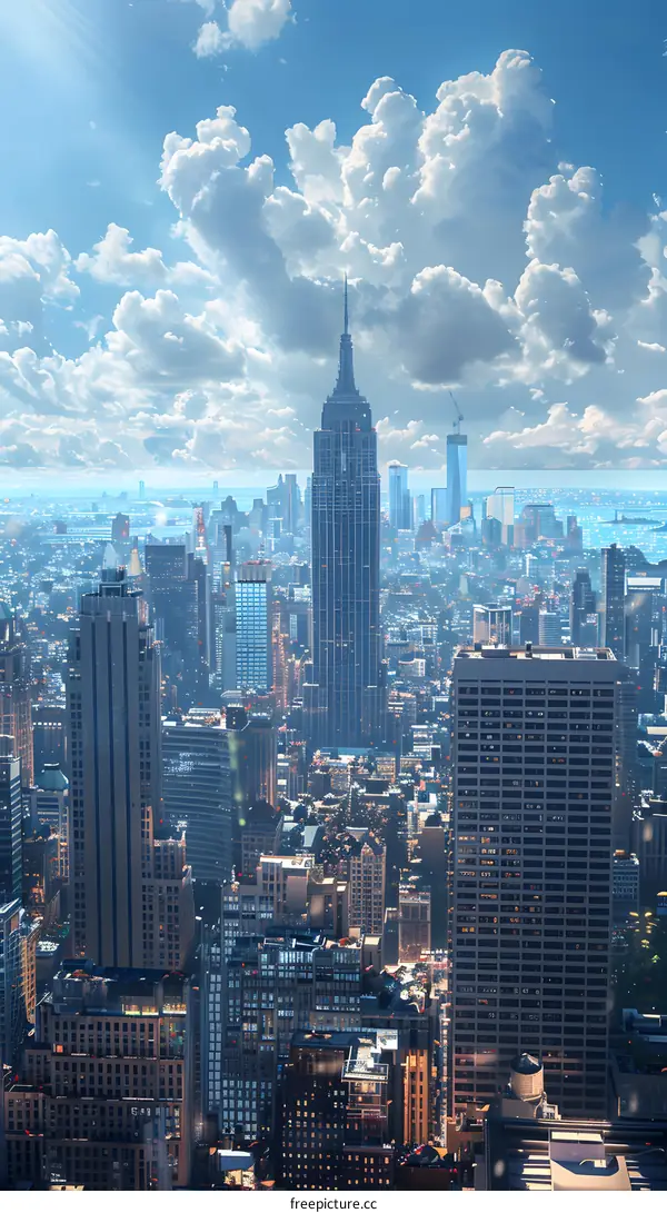 New York City skyline with the Empire State Building in the center