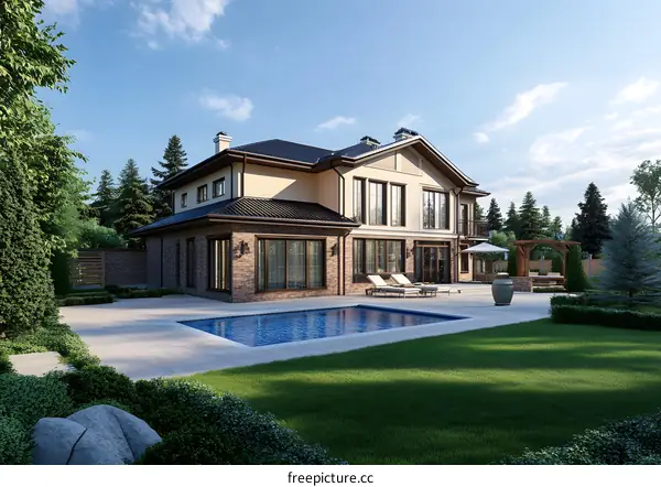 Modern House with Swimming Pool Backyard Design