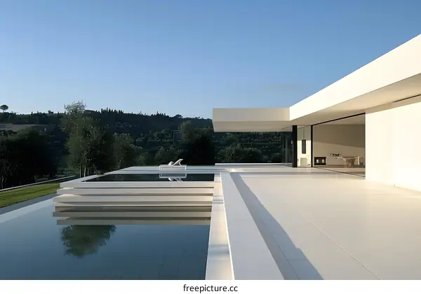 Modern Minimalist Architecture with a Swimming Pool and a View