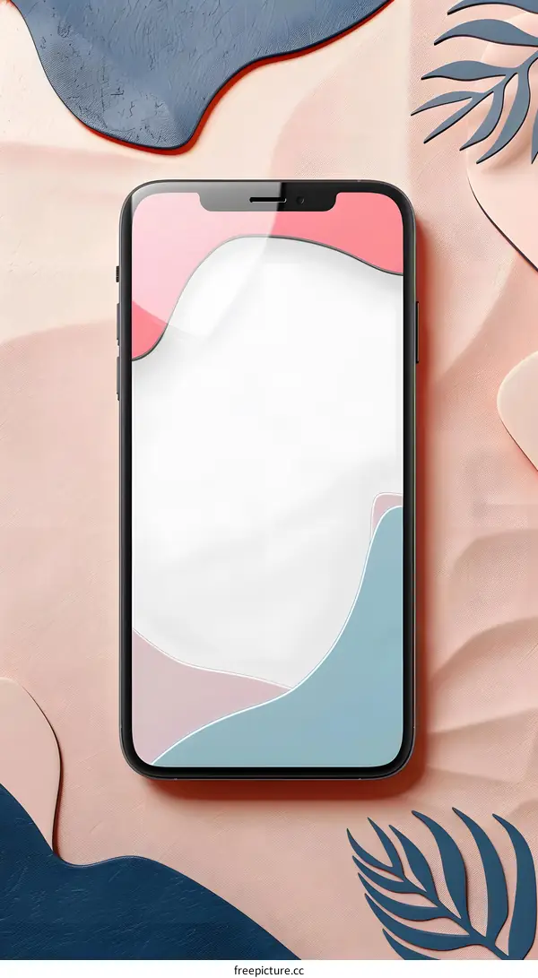 Abstract Phone Mockup On Peach Background
