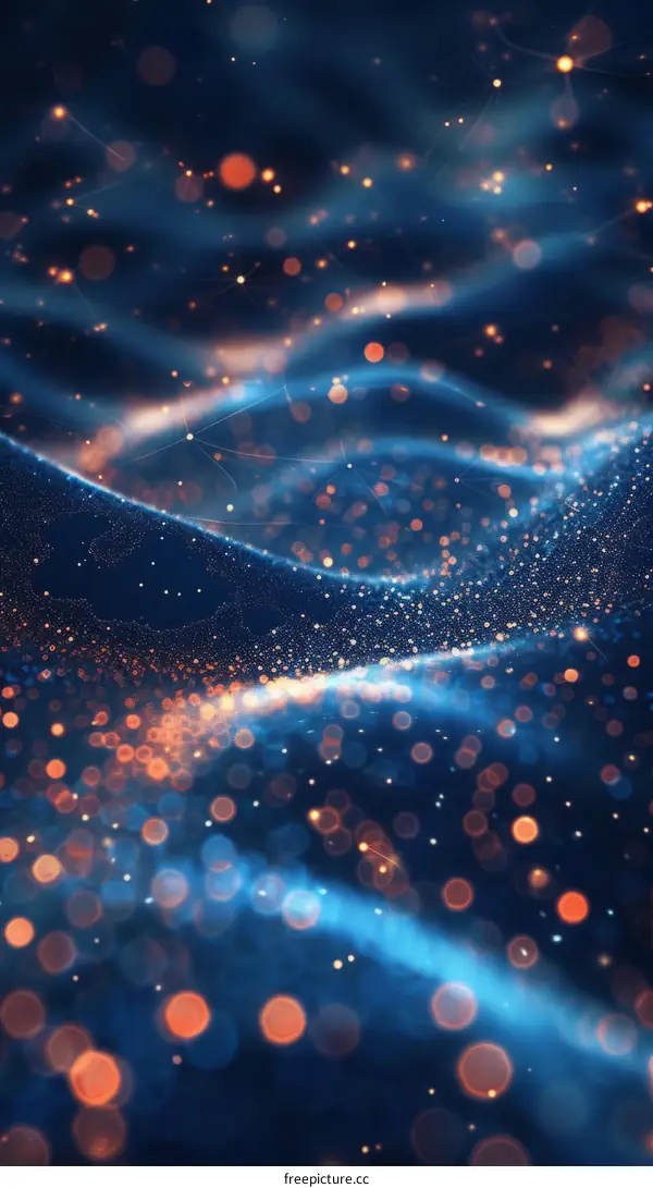 Blue and Orange Waves on Dark Blue Backdrop