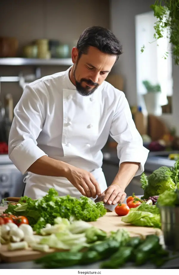 Chef is preparing ingredients for cooking