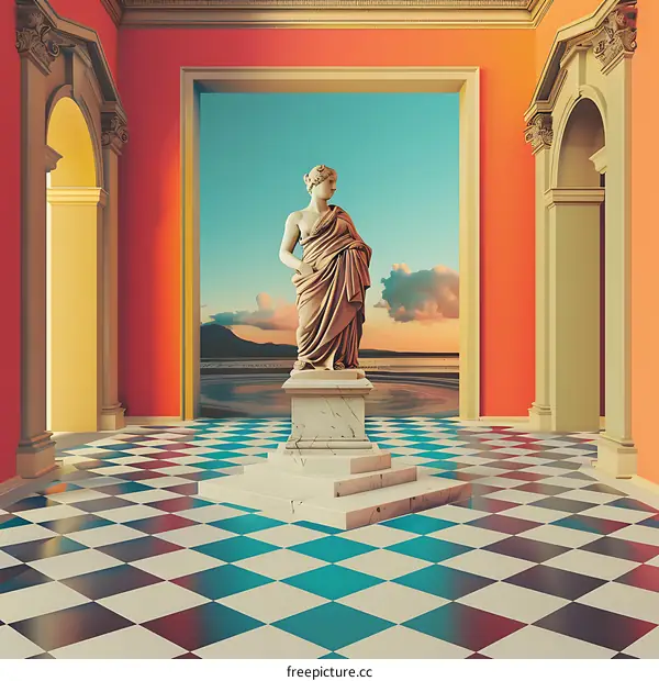 Ancient Statue in Modern Interior