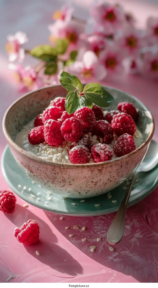 Raspberries and cream for breakfast