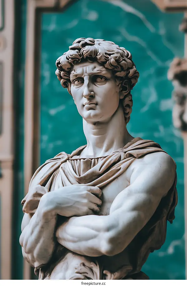 Marble Sculpture of a Man with Crossed Arms