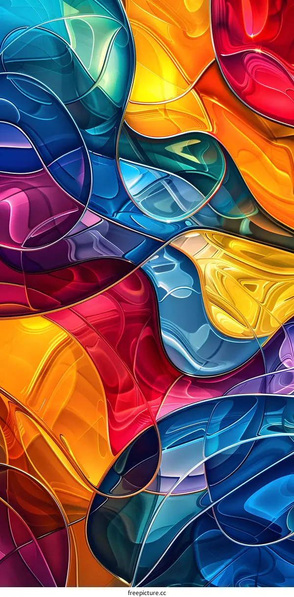 colorful abstract painting with blue green yellow and purple colors