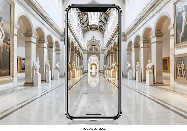 Museum Hallway Virtual Tour on Smartphone