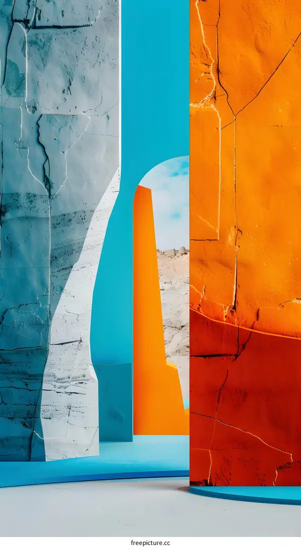 Abstract Digital Art With Orange And Blue Colors