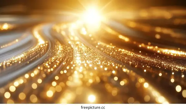 Abstract Golden Light Waves Background