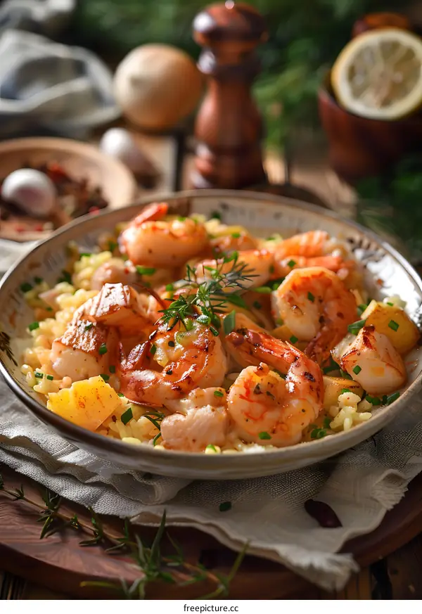Grilled Shrimp and Scallops with Risotto