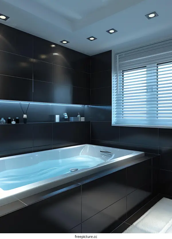Modern Luxurious Black Bathroom Bathtub Design