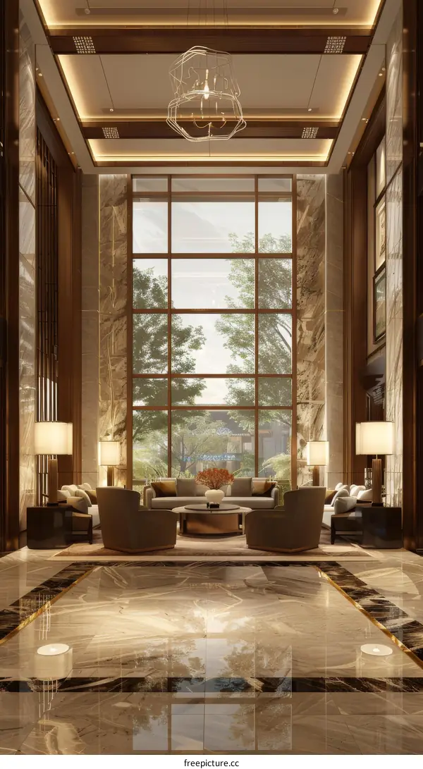 Interior of Hotel Lobby with Furniture and Decorations