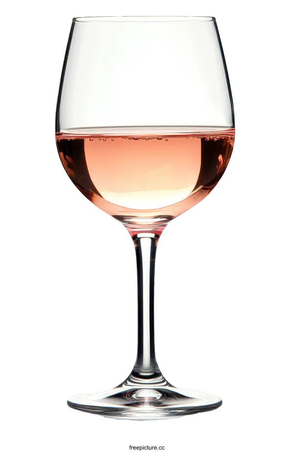 [Transparent Background PNG]Elegant Rose Wine Glass Filled with Drink