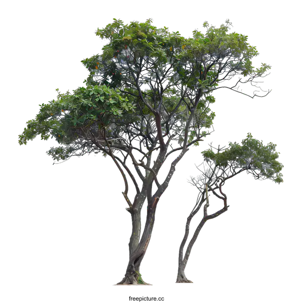 [Transparent Background PNG]Two Green Trees Isolated On White Background