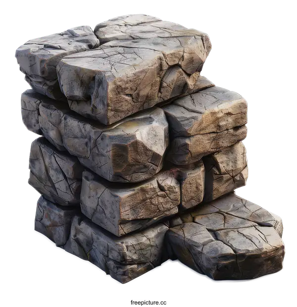 [Transparent Background PNG]A stack of rough-cut stone blocks