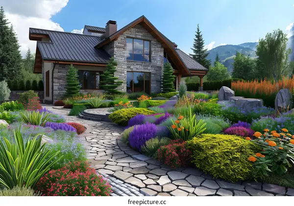 Dreamy Garden Retreat with Stone Pathways
