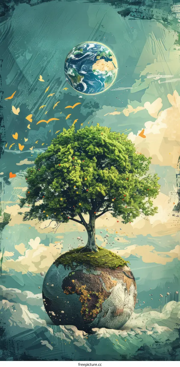 A Tree of Life with a Planet Earth Globe