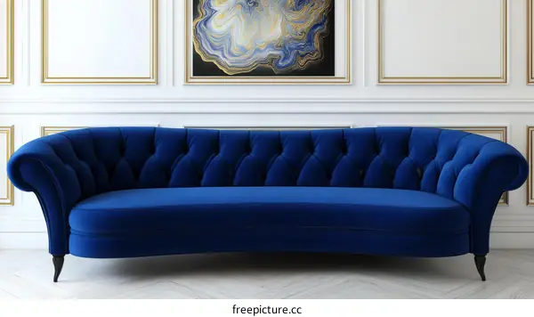 Classic Blue Sectional Sofa in Elegant Room