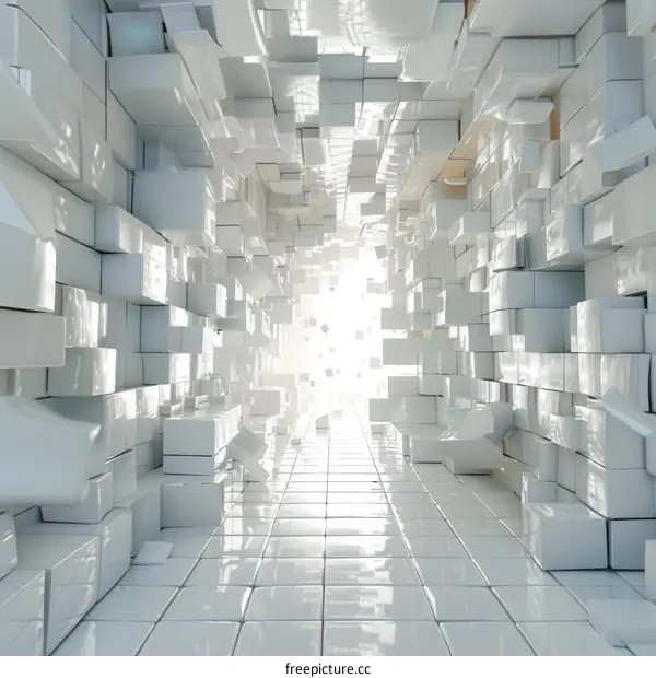 Futuristic Sci-Fi Corridor With Bright Light At The End Of The Tunnel