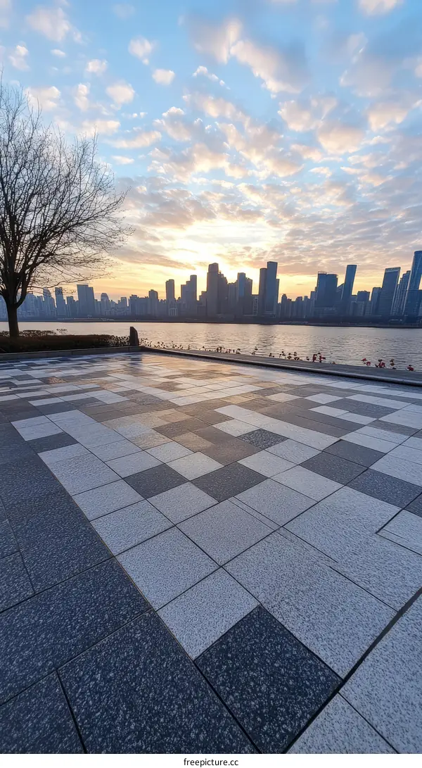 Cityscape Morning Light Mosaic Pavement