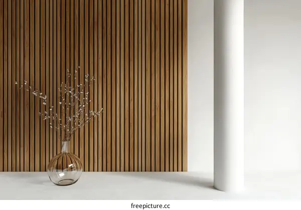 Modern Minimalist Wooden Wall Decor Interior Scene