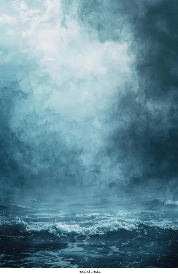 Blue Mist Over Dark Stormy Seas