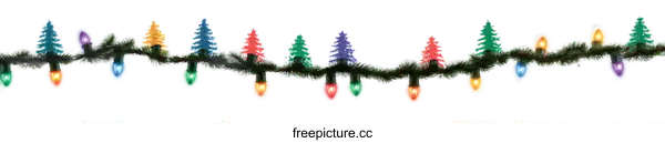 [Transparent Background PNG]Colorful Christmas Lights Garland with Tiny Trees