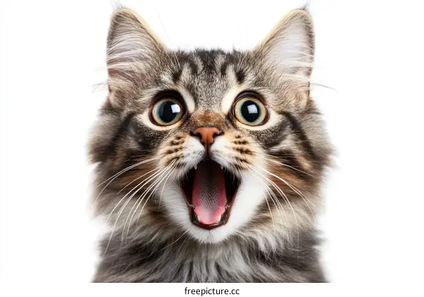 Close-up Shocked Cat Portrait