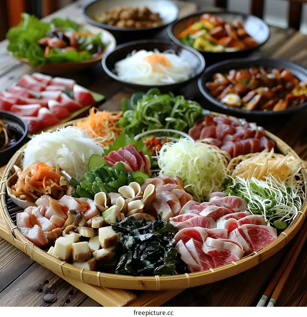 A bountiful Vietnamese meal with many different dishes