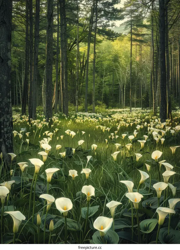 Calla lilies in the forest