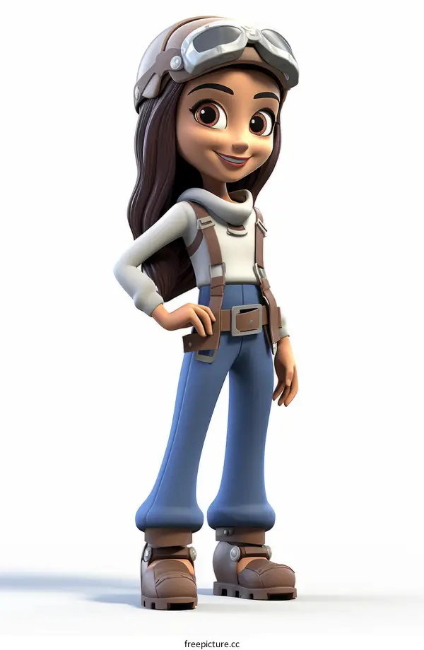 A young girl in an aviator hat and goggles