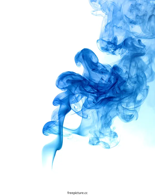Abstract Blue Smoke Patterns Against White Background