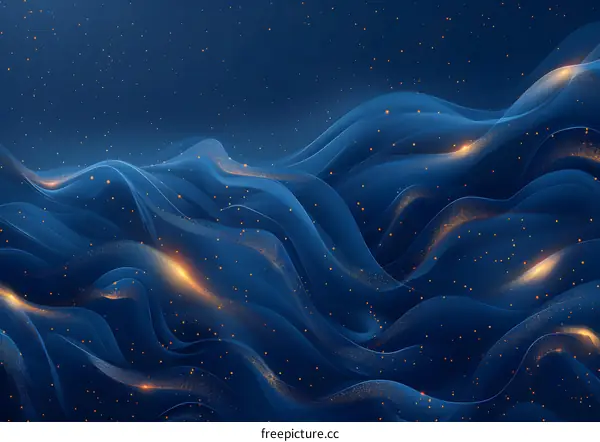 Illustration of golden waves over hills