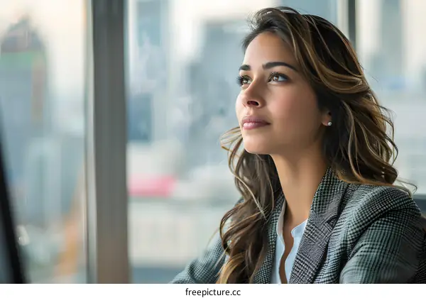 Businesswoman looking out the window