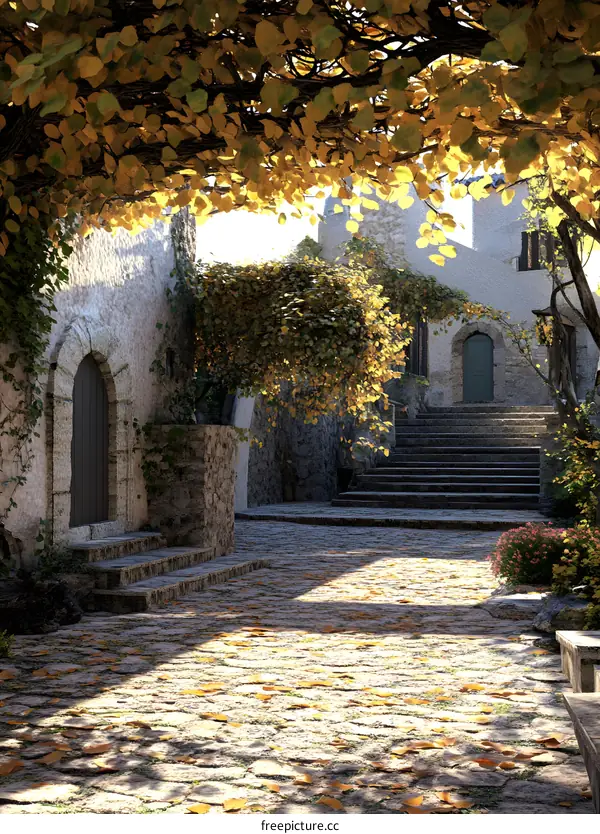 Stone Street in a Medieval Village