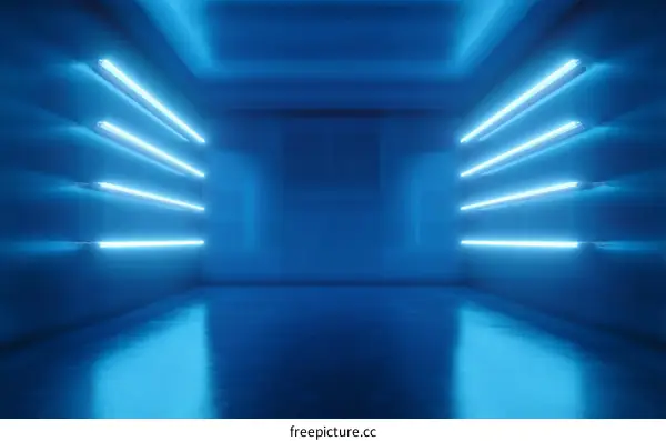 Neon Blue Empty Room Studio Scene