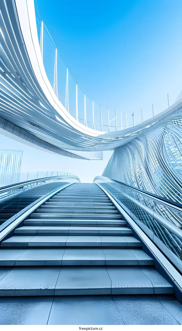 Modern Architecture Staircase Leading Up To The Sky