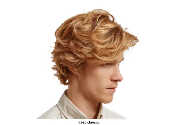 [Transparent Background PNG]Close-up Profile View of a Person with Light Red Hair